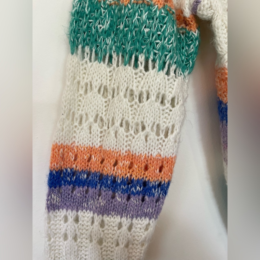 NWT Sundance Sweater Large Cotton wool Cream stripes Cable knit Catalog spring - Picture 7 of 12
